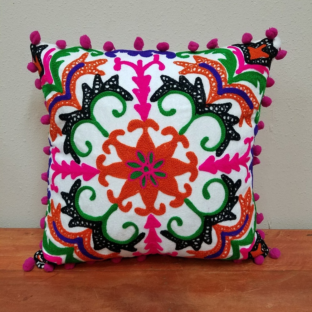 BOHO Chic Decor Pillow Cover Embroidered Handmade
